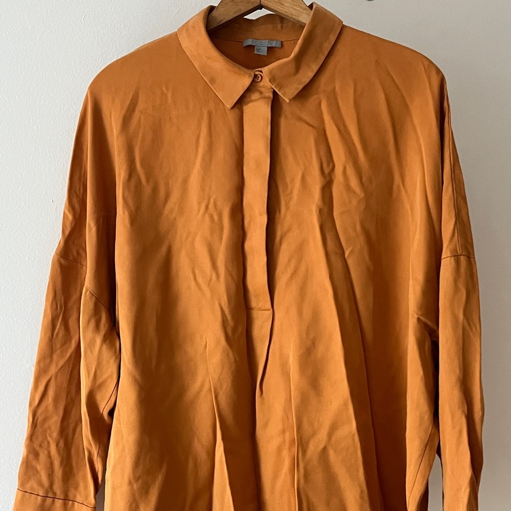 COS Pumpkin Caramel Minimalist Oversized Button-Up Shirt